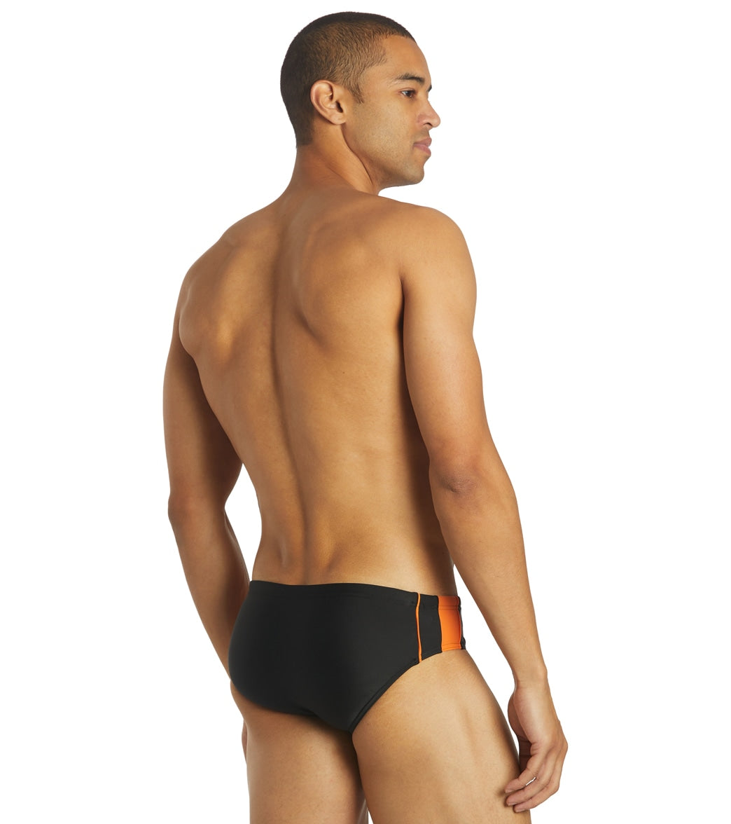 Sporti Piped Splice Brief Swimsuit (22-40) Black/Orange