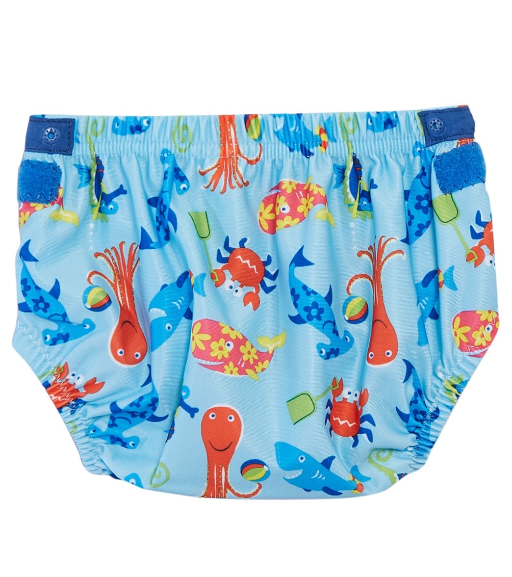 Konfidence Designer Adjustable Swim Diaper (Baby, Toddler) Cyan Sea Friends