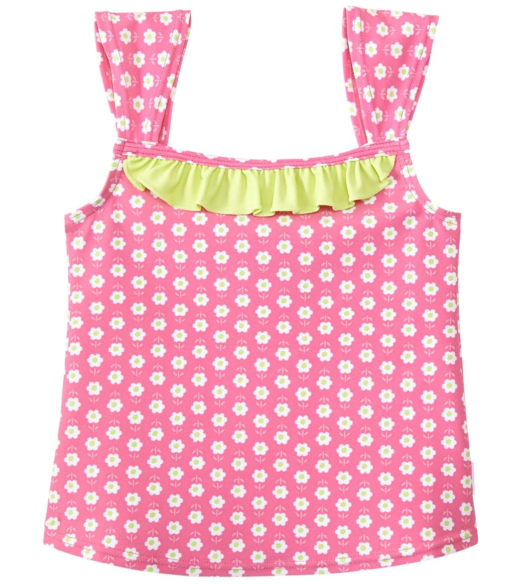 i play. by Green Sprouts Girls' Classic Ruffle Swimsuit Top (Baby, Toddler) Hot Pink Daisy