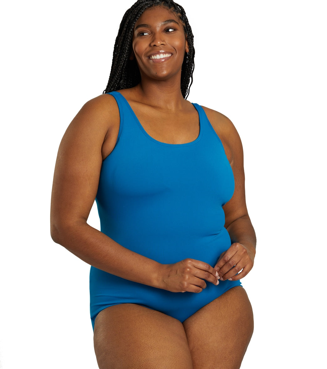 Sporti Plus Size HydroLast Chlorine Resistant Moderate Scoop Back One Piece Swimsuit