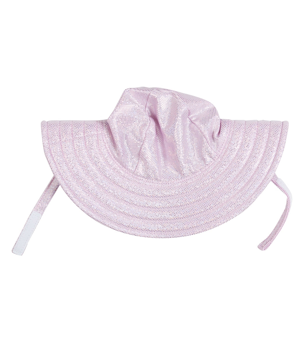 Flap Happy Girls' Sparkling Sunset Pink Summer Splash UPF 50+ Swim Hat Sparkling Sunset Pink