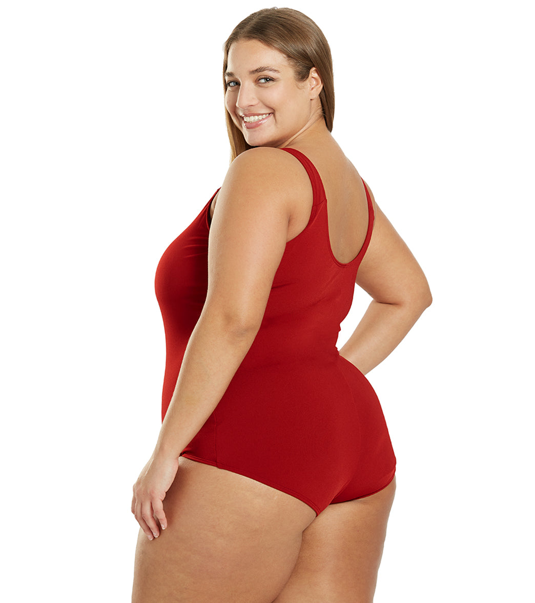 Sporti Plus Size HydroLast Chlorine Resistant Moderate Scoop Back One Piece Swimsuit