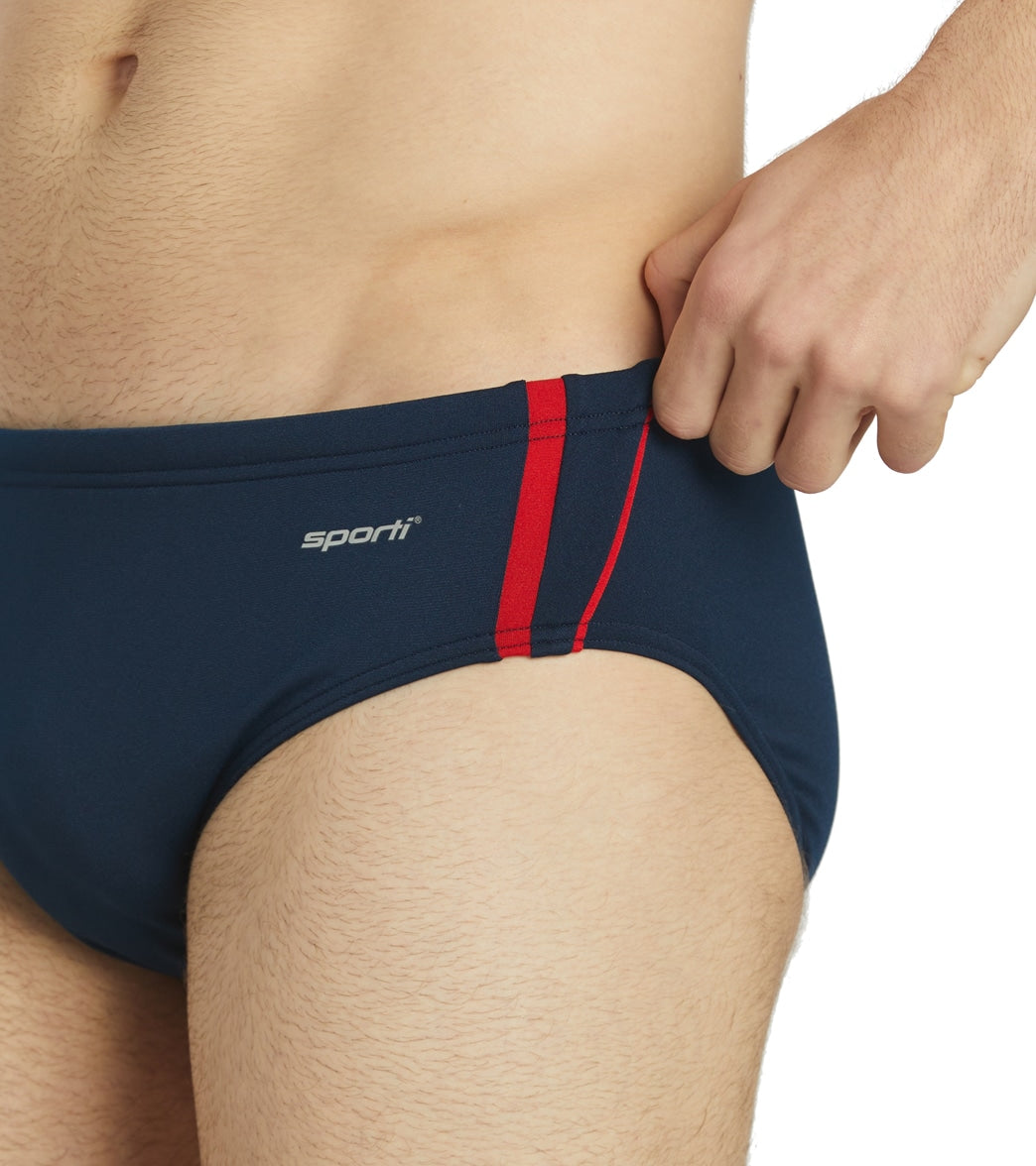 Sporti HydroLast Splice Brief Swimsuit (22-40) Navy/Red