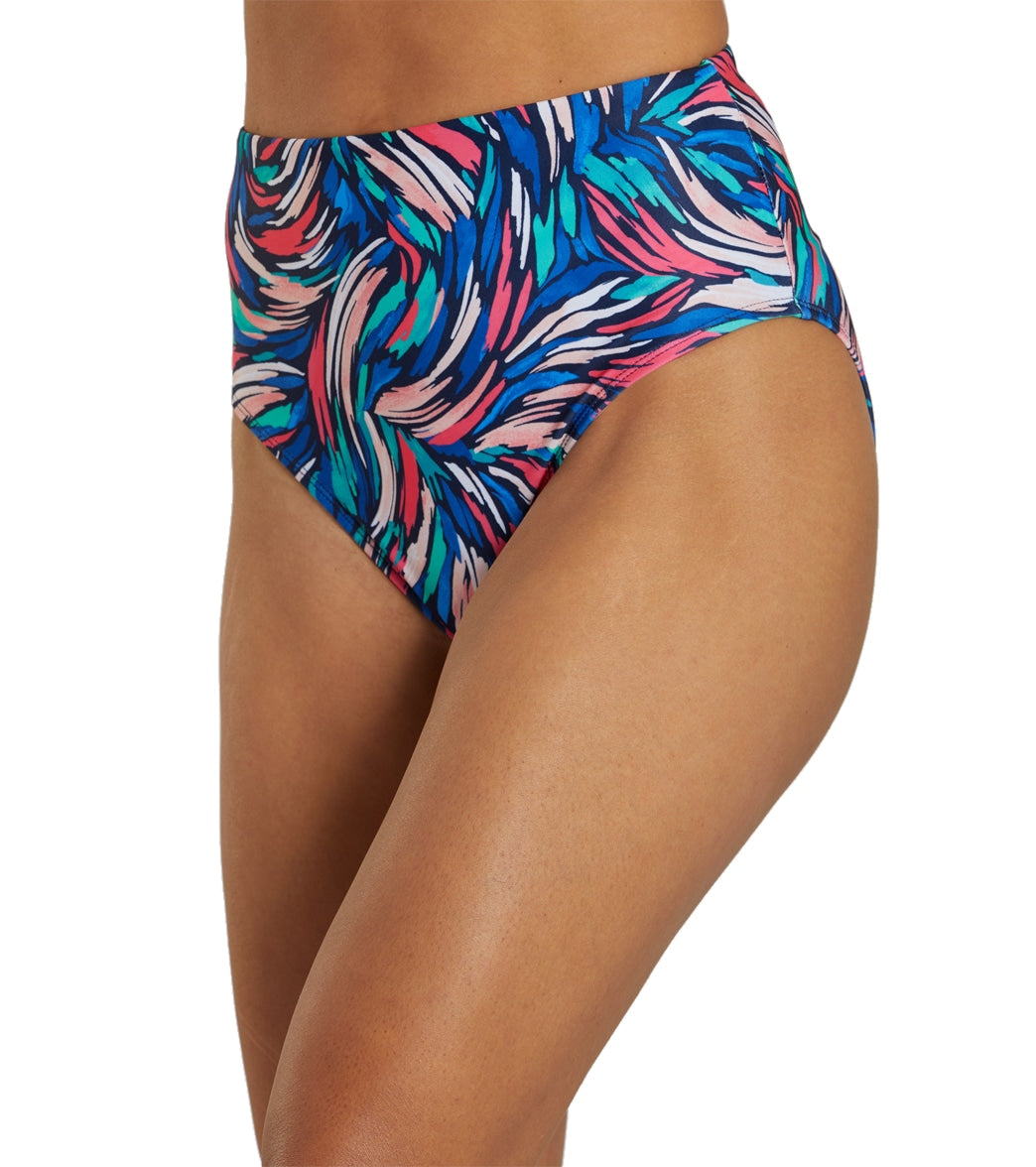 Dolfin Women's Aquashape Print High Waist Contemporary Bikini Bottom