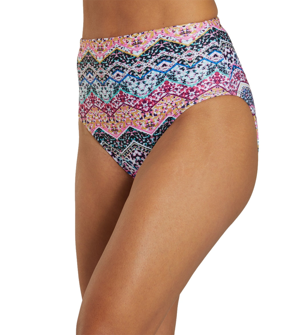 Dolfin Women's Aquashape Print High Waist Contemporary Bikini Bottom