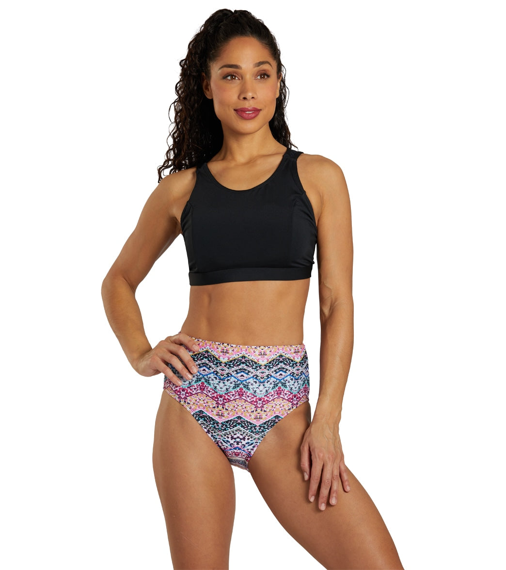 Dolfin Women's Aquashape Print High Waist Contemporary Bikini Bottom