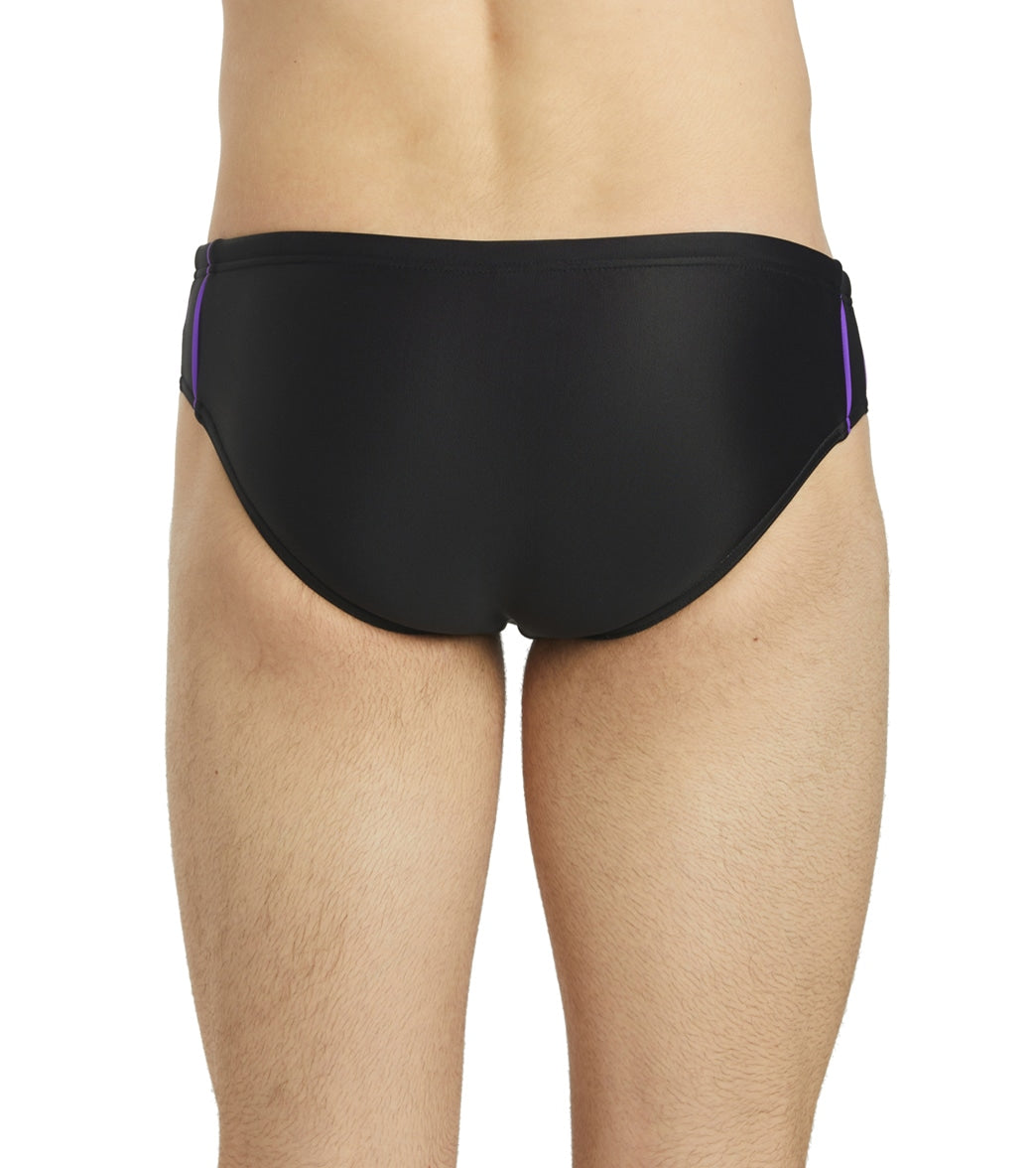 Sporti Piped Splice Brief Swimsuit (22-40) Black/Purple