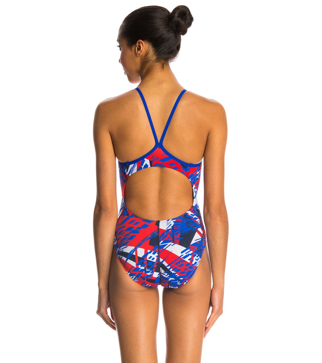 Dolfin Zephyr V-Back One Piece Swimsuit RWB Zephyr