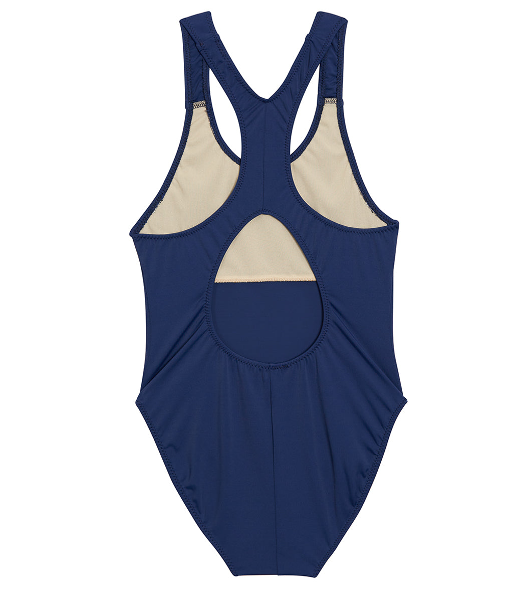 Tidepools Girls' Solid Racer Back One Piece Swimsuit (Big Kid) Navy