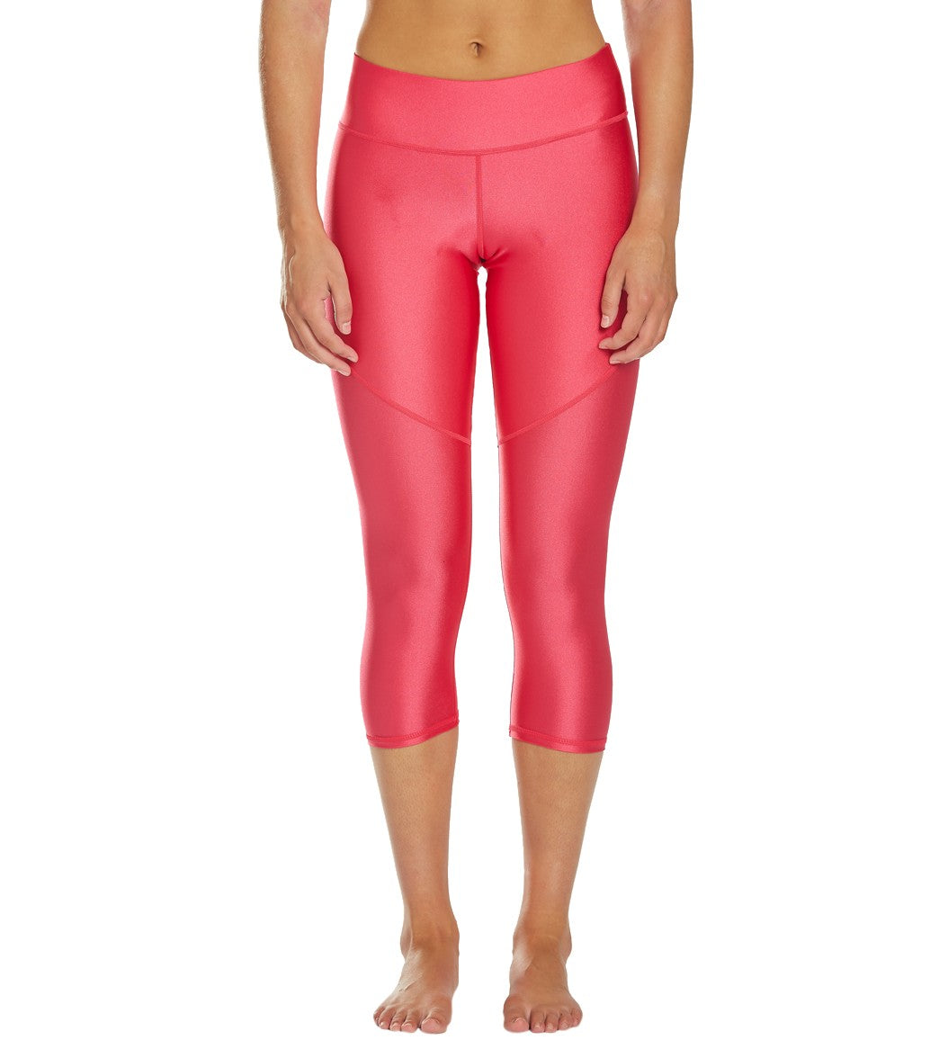 Dolfin Uglies Women's Revibe Solid High-Shine Aqua Capri Pant Cherry Pink