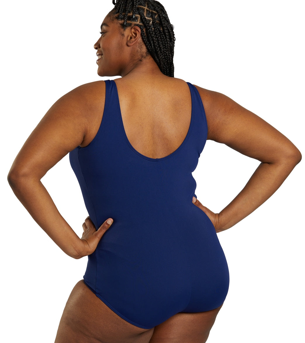 Sporti Plus Size HydroLast Chlorine Resistant Moderate Scoop Back One Piece Swimsuit