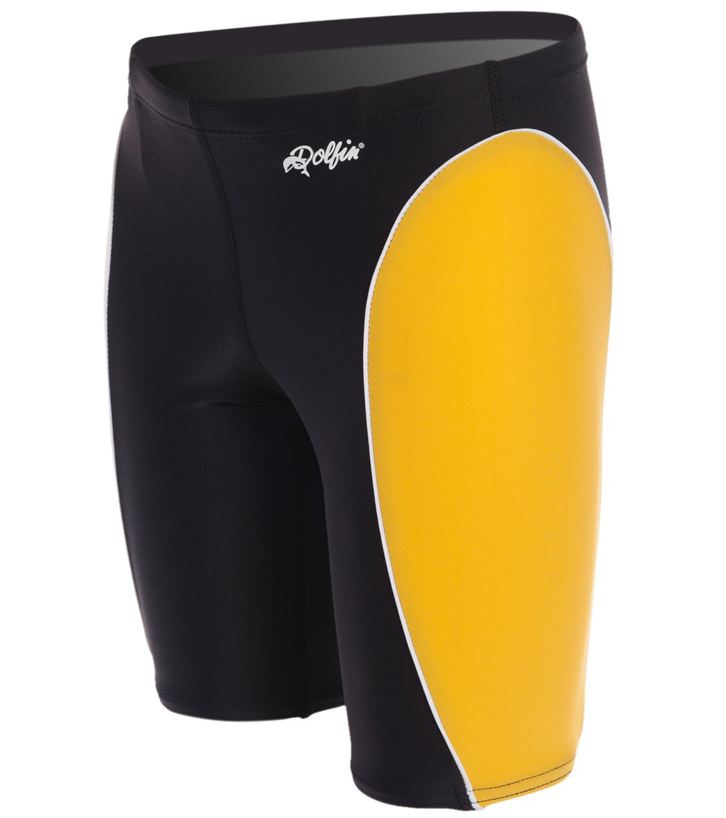 Dolfin Team Color Block Youth Jammer Swimsuit Black/Gold/White