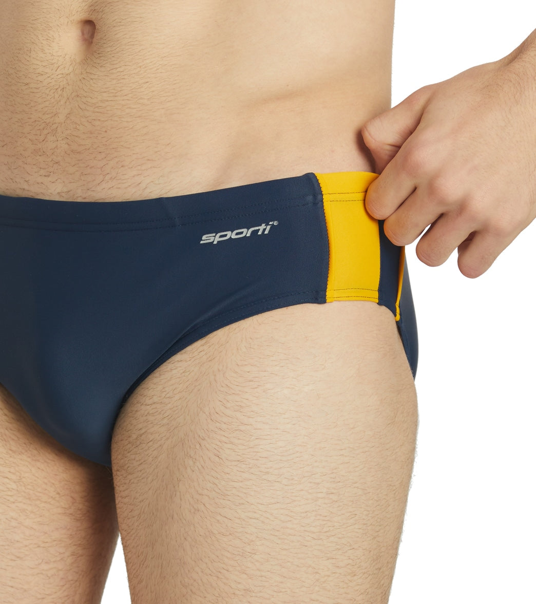 Sporti Piped Splice Brief Swimsuit (22-40) Navy/Gold