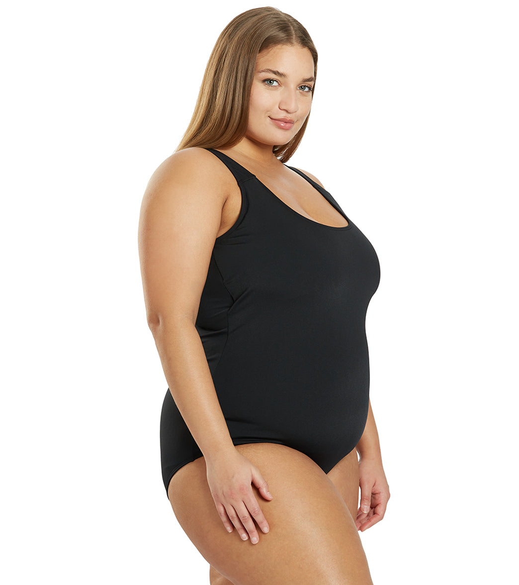 Sporti Plus Size HydroLast Chlorine Resistant Moderate Scoop Back One Piece Swimsuit