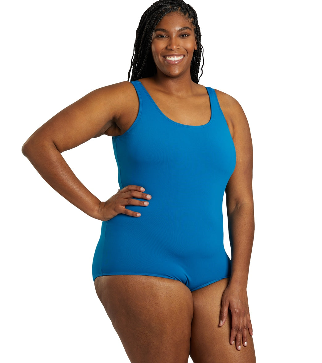 Sporti Plus Size HydroLast Chlorine Resistant Moderate Scoop Back One Piece Swimsuit