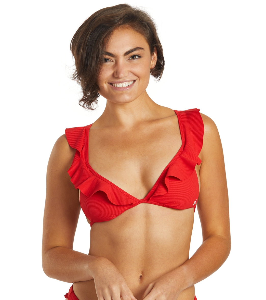 Hurley Women's Baby Rib Ruffle Bikini Top