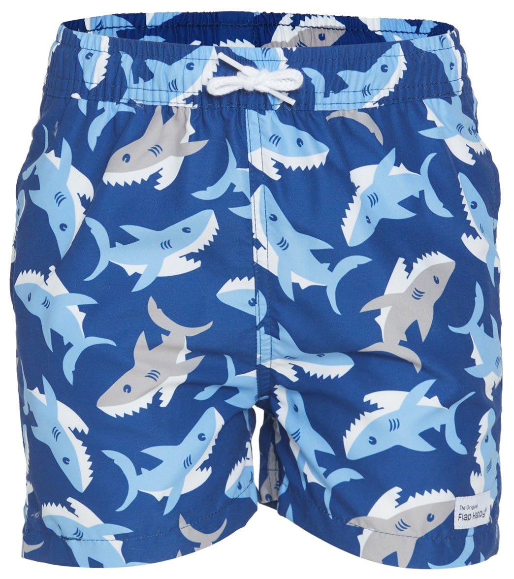 Flap Happy Boys' Wesley UPF 50+ Swim Trunks (Baby, Toddler, Little Kid) Happy Shark