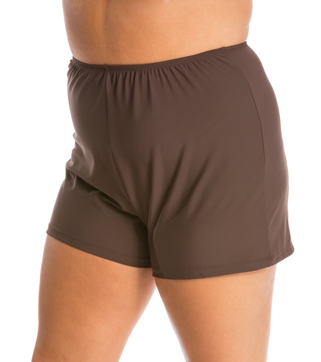 Topanga Plus Size Solid Swim Short  Brown