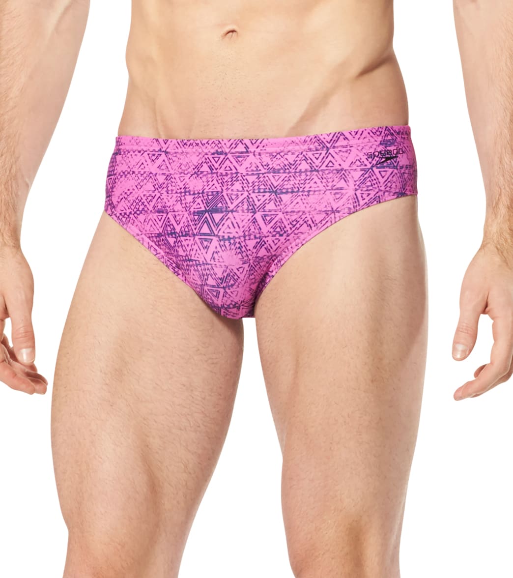 Speedo Men's Printed Brief Swimsuit Blush Pink (Geo Tribe)