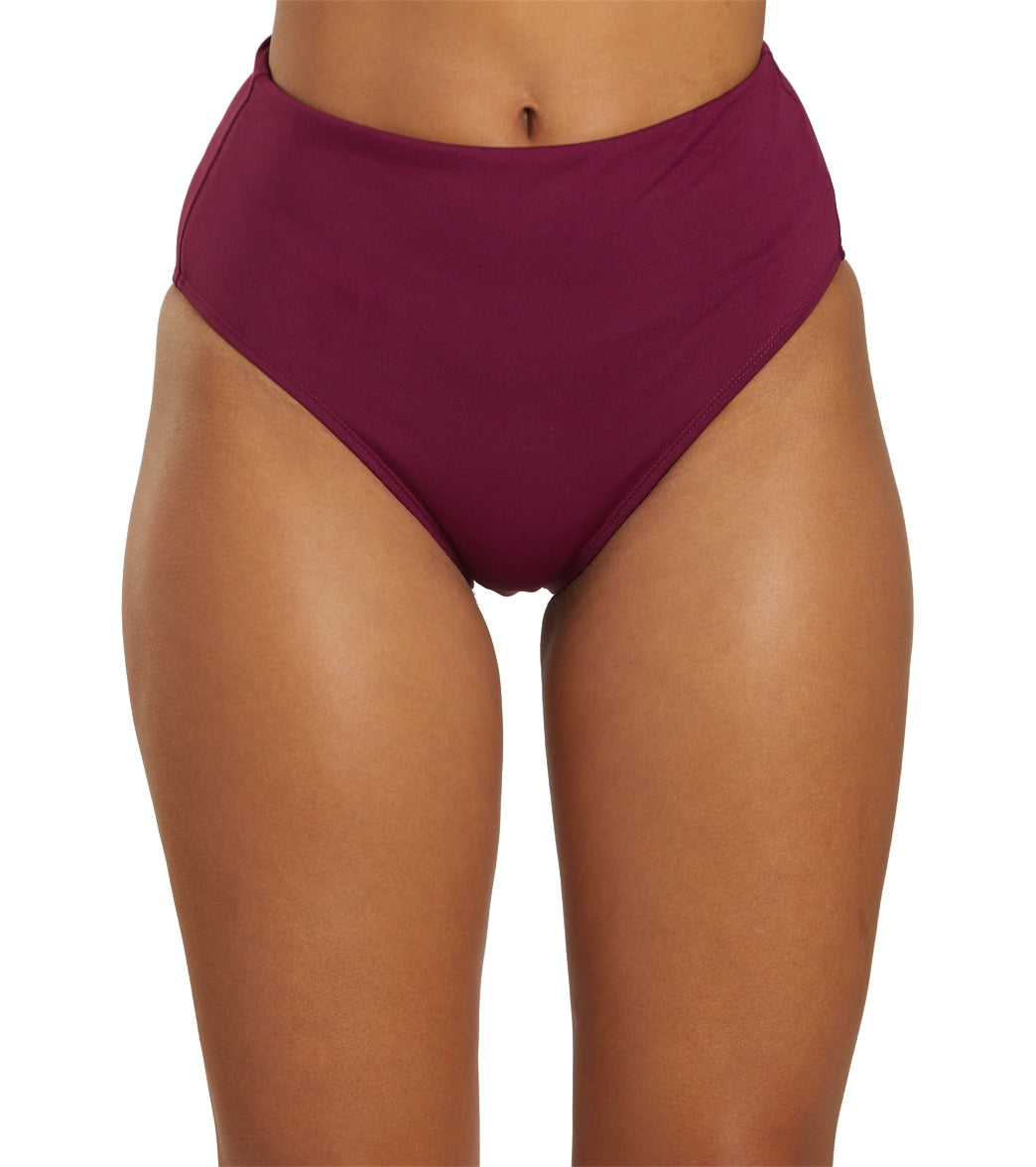 Dolfin Women's Solid High Waist Contemporary Bikini Bottom