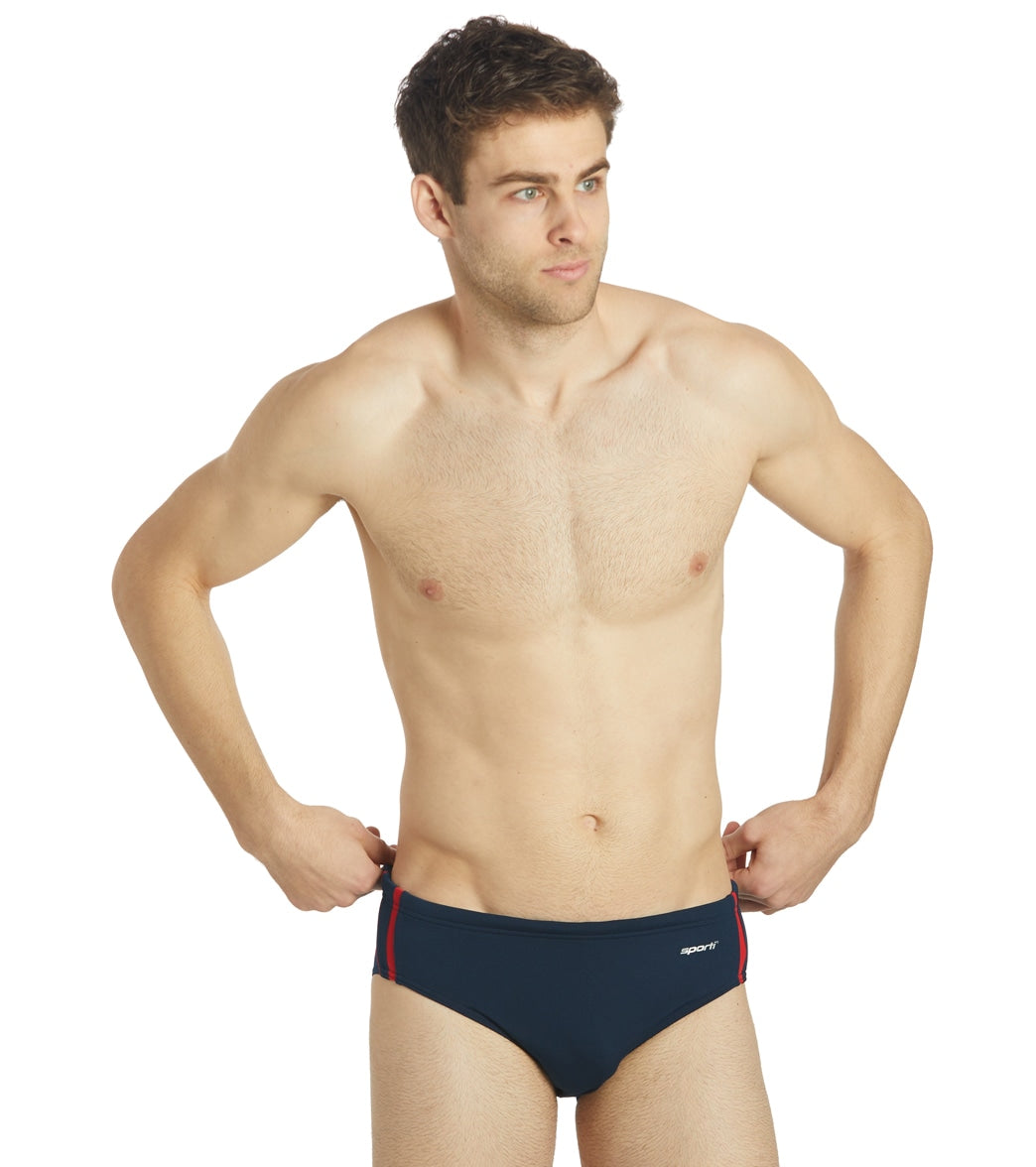 Sporti HydroLast Splice Brief Swimsuit (22-40) Navy/Red