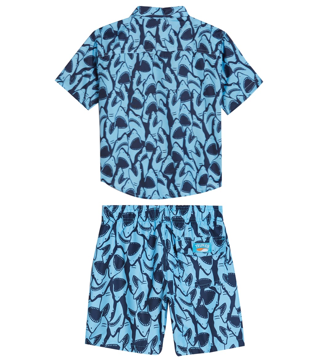 Trunks Surf & Swim Co. Boys' Shark Camp Shirt & Swim Trunks Set (Big Kid)