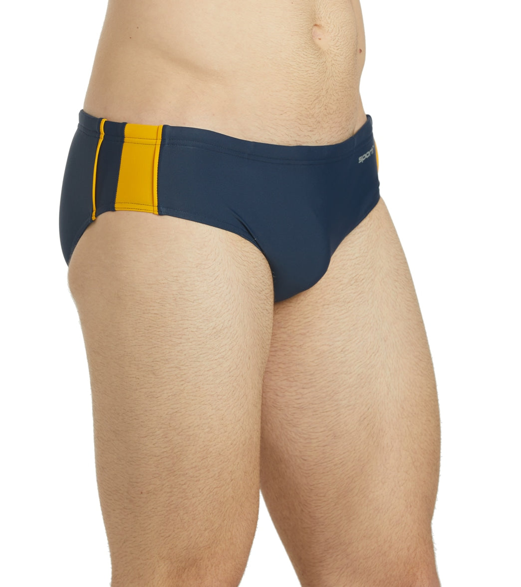 Sporti Piped Splice Brief Swimsuit (22-40) Navy/Gold