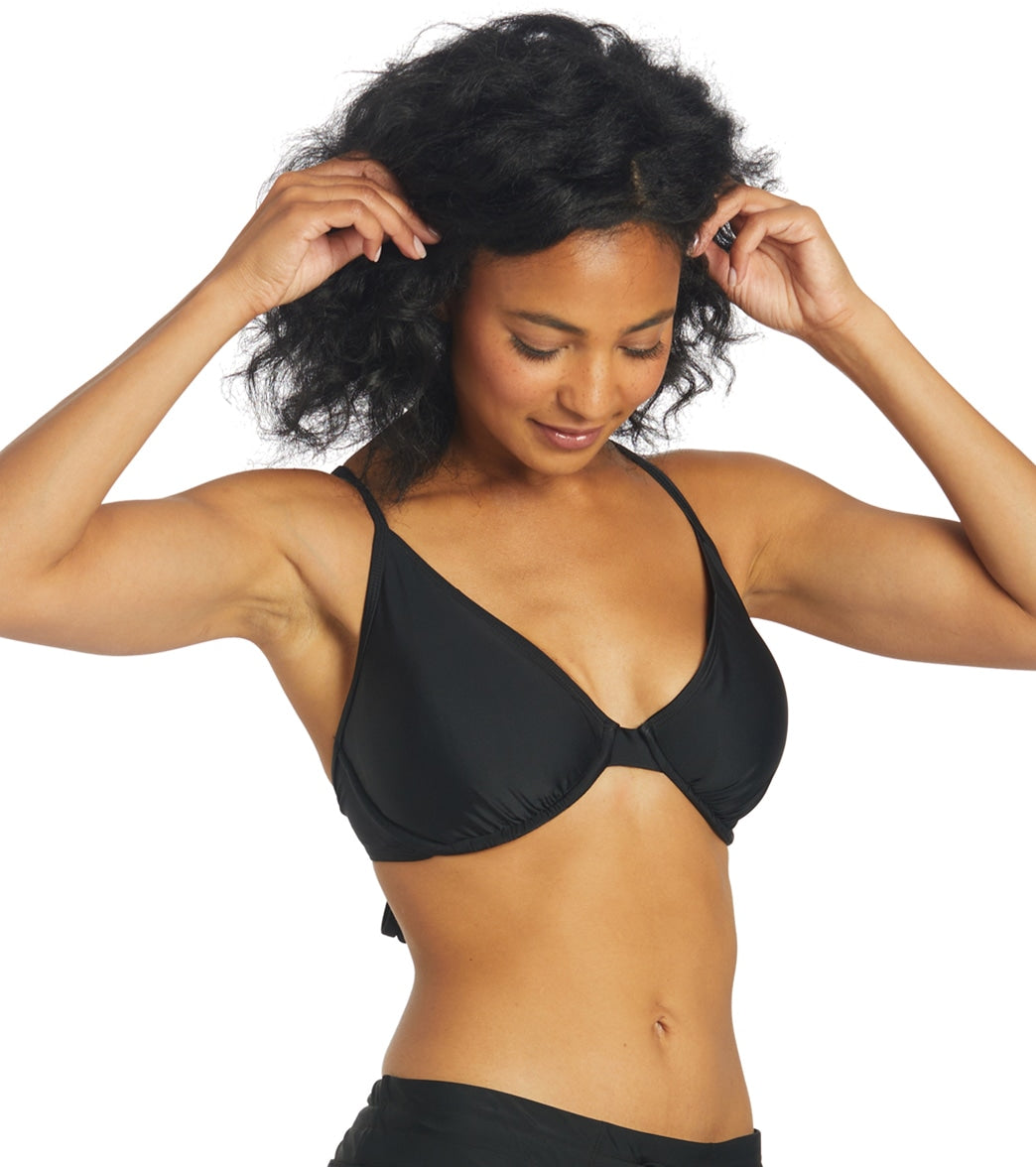 Sporti Solid Underwire Bikini Top (D/DD/E/F)  Black