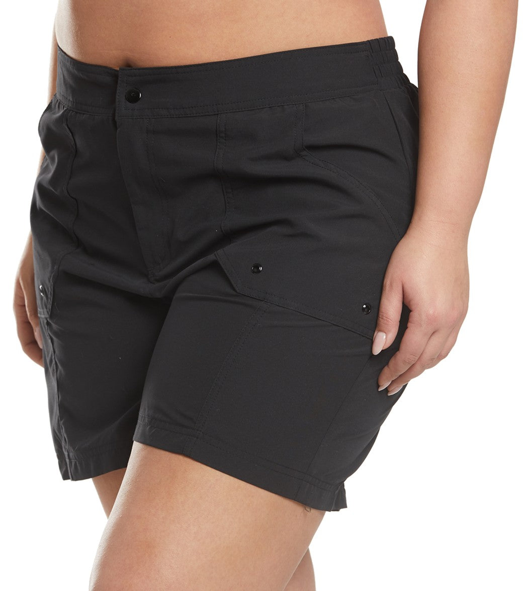 Maxine Plus Size Chlorine Resistant Long Board Shorts Black