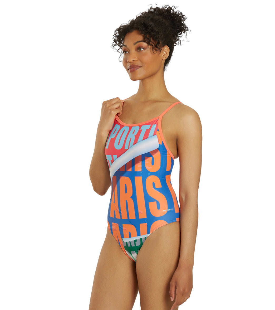 Sporti Paris Metro Pop Thin Strap One Piece Swimsuit (22-44) Metro Pop