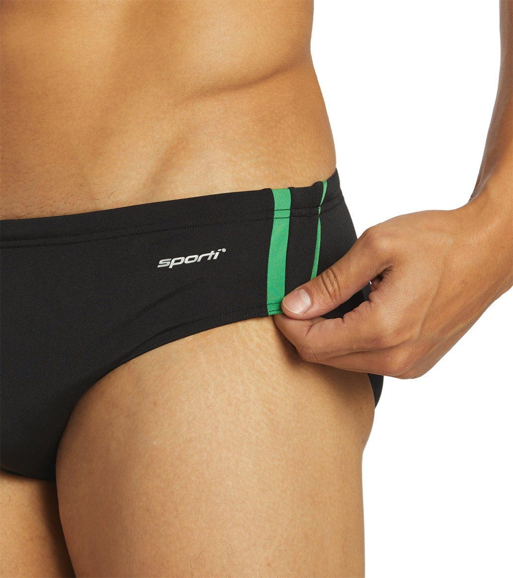 Sporti HydroLast Splice Brief Swimsuit (22-40) Black/Kelly Green