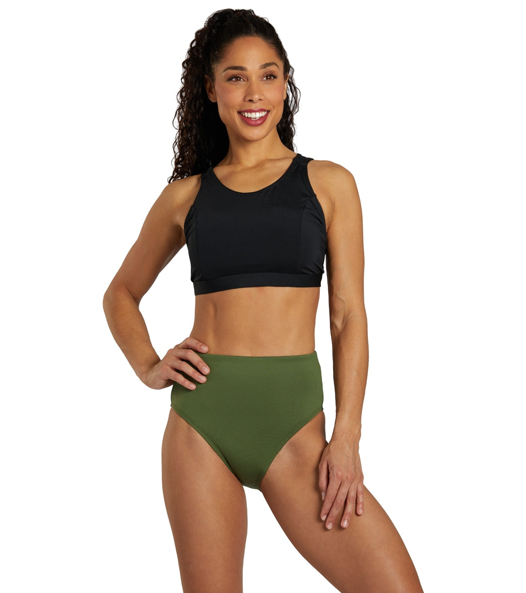 Dolfin Women's Solid High Waist Contemporary Bikini Bottom