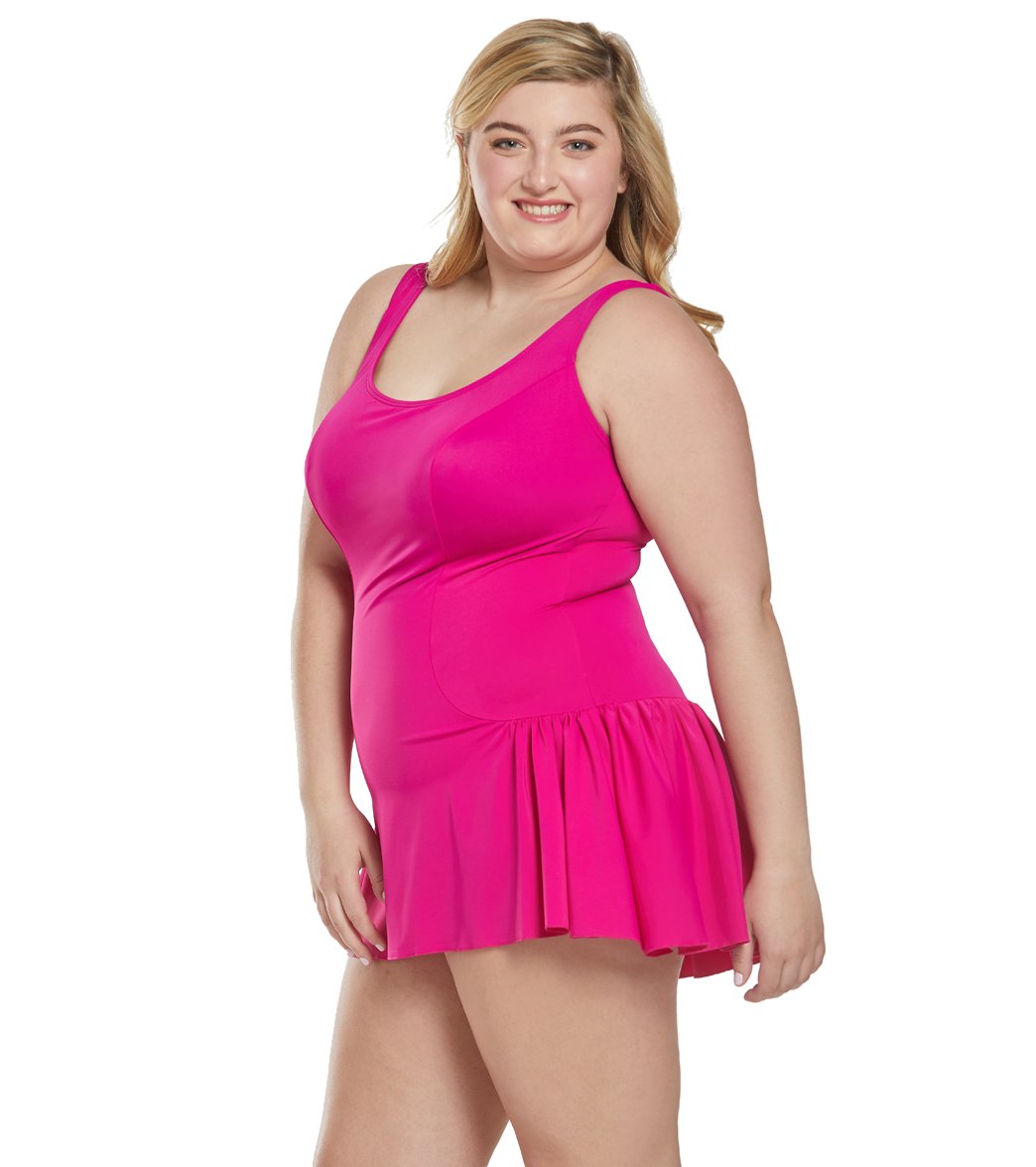 Sporti Plus Size Swim Dress Magenta