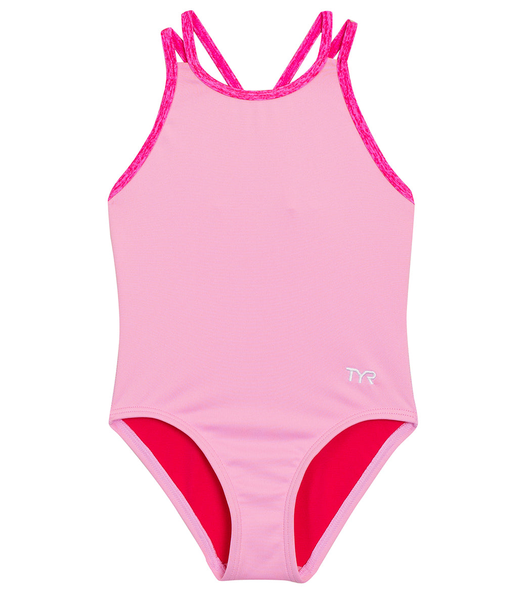 TYR Girls' Oliviafit Durafast Elite One Piece Swimsuit (Toddler) Light Pink