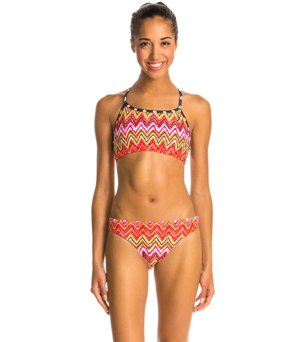 Illusions Activewear Springtime Chevron Two Piece Swimsuit Workout Swimsuit Multi