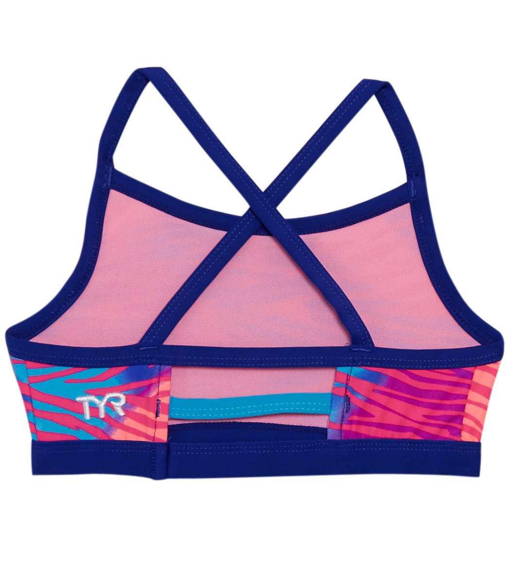 TYR Girls' Dreamland Trinity Bikini Top (Little Kid, Big Kid) Pink/Multi