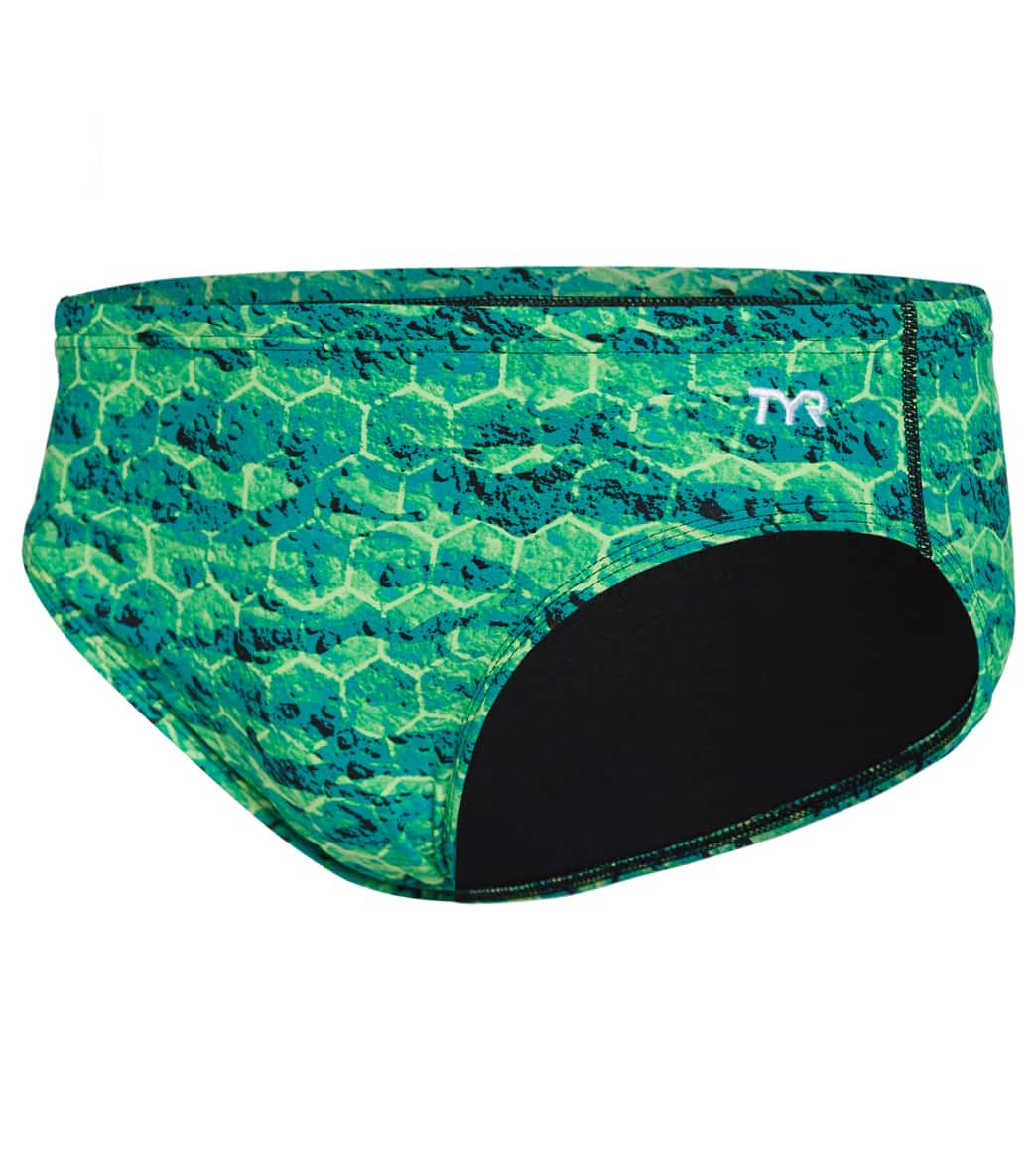 TYR Men's Agran Wave Racer Brief Swimsuit Green