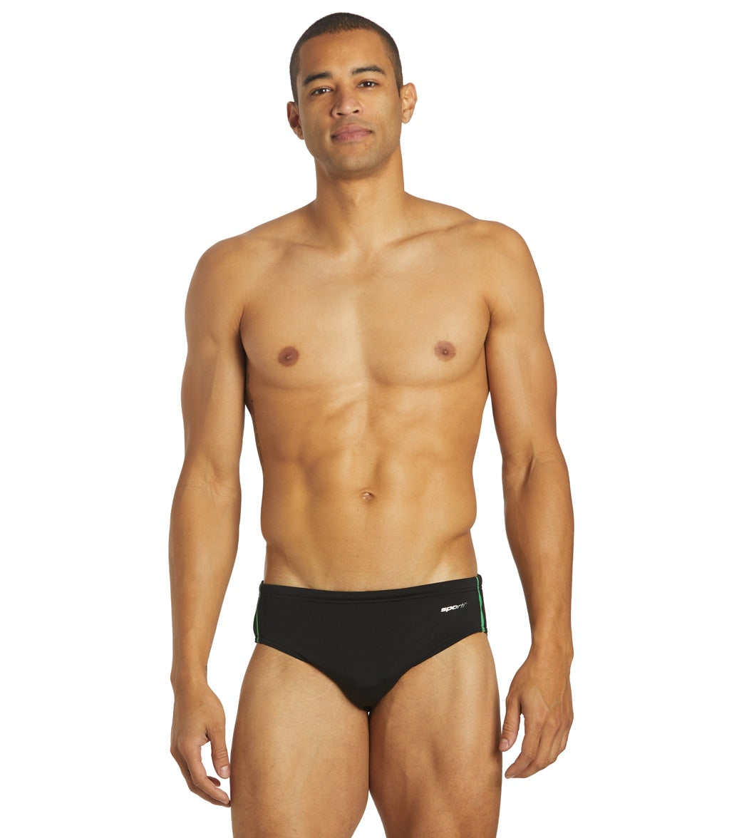 Sporti HydroLast Splice Brief Swimsuit (22-40) Black/Kelly Green