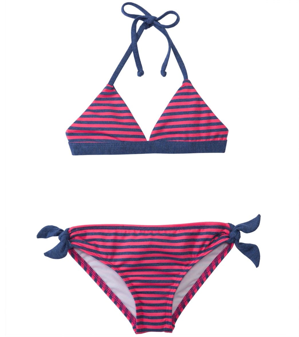 Splendid Girls' Malibu Stripe Tankini Two Piece Set (4yrs-6X) Pink