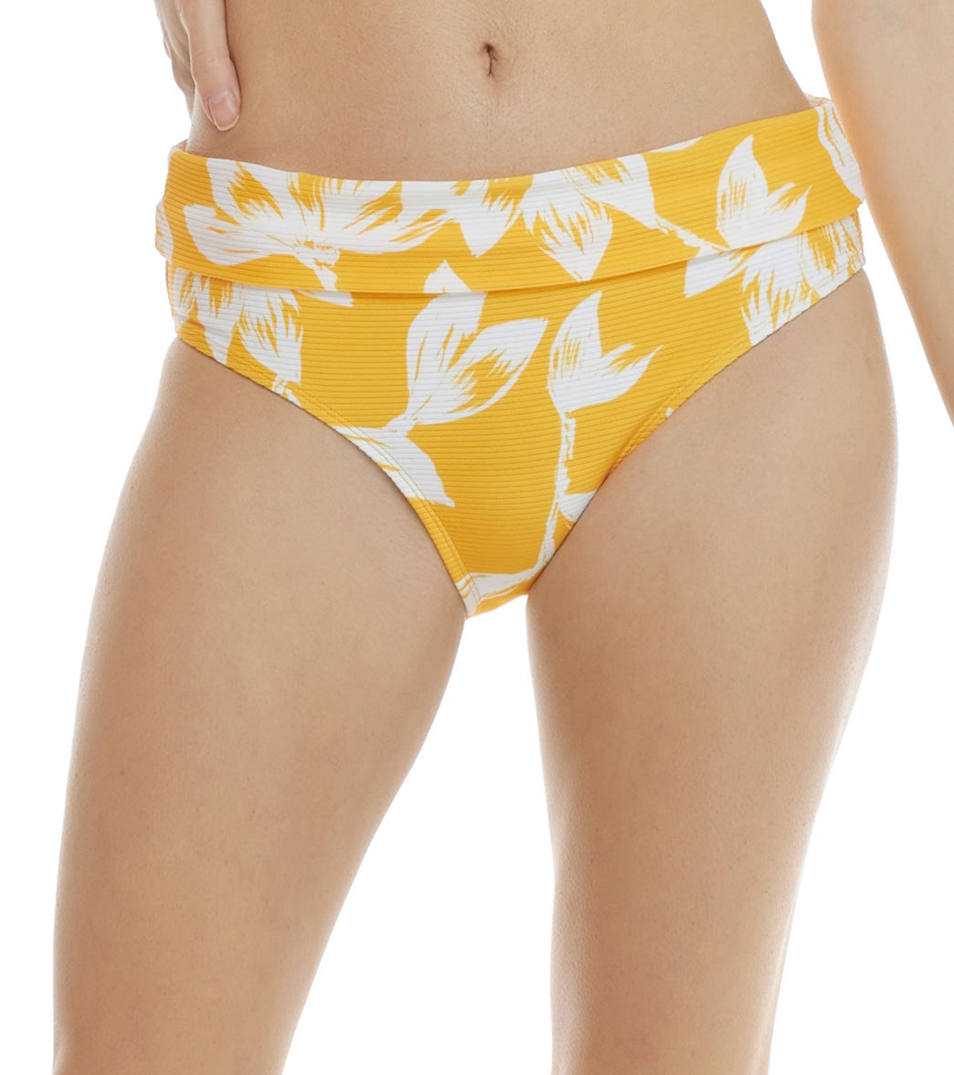 Skye Women's Anguilla Mid Waist Foldover Bikini Bottom Sunflower