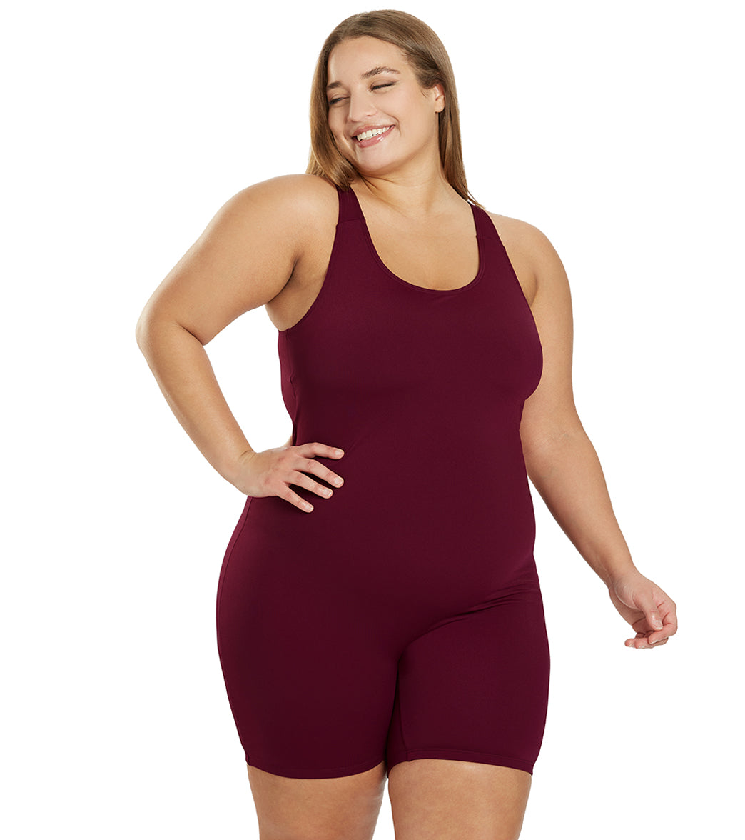 Sporti Plus Size HydroLast Chlorine Resistant Scoop Back Unitard One Piece Swimsuit