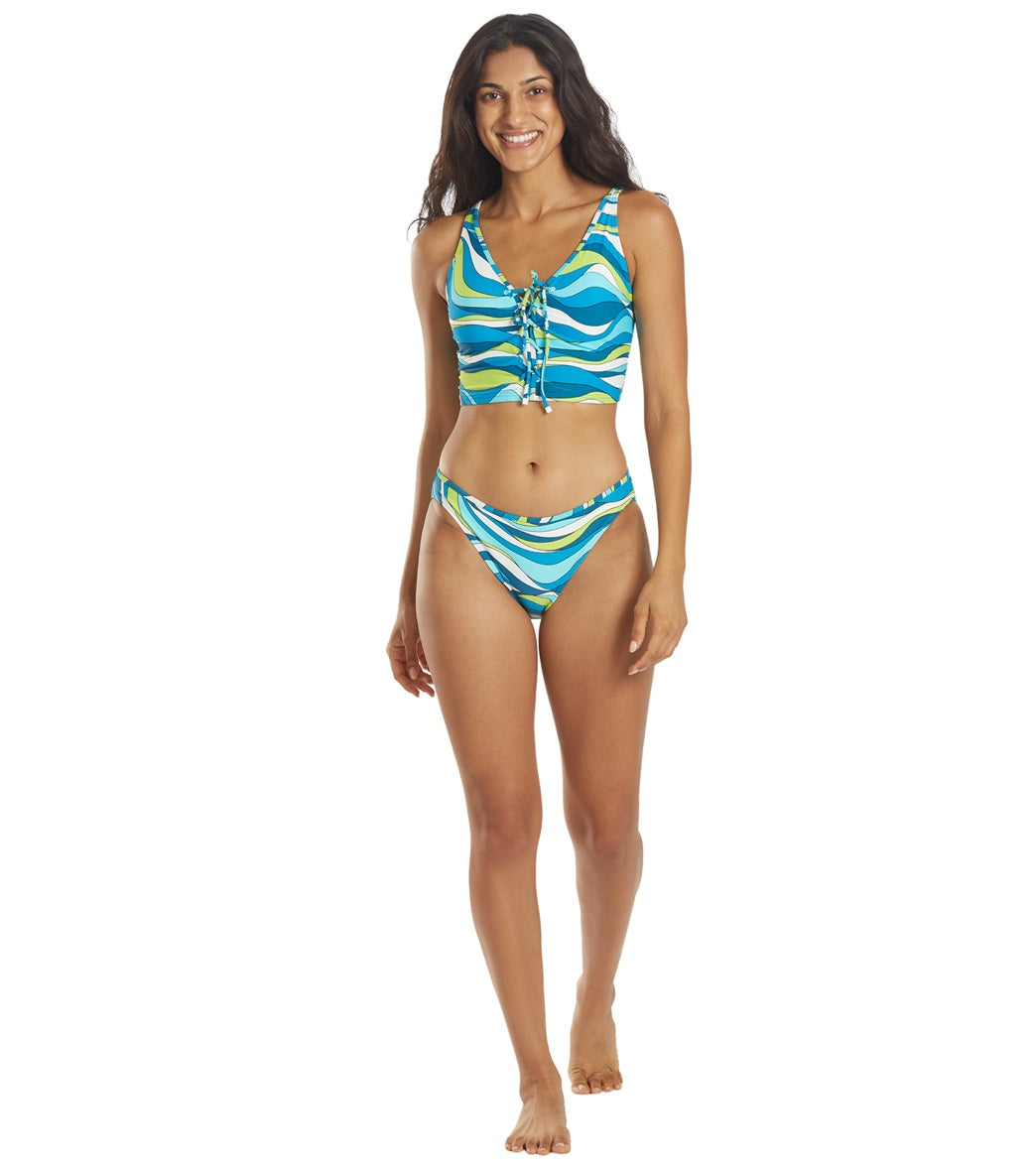 Michael Kors Women's Wave Classic Bikini Bottom Cyan Blue