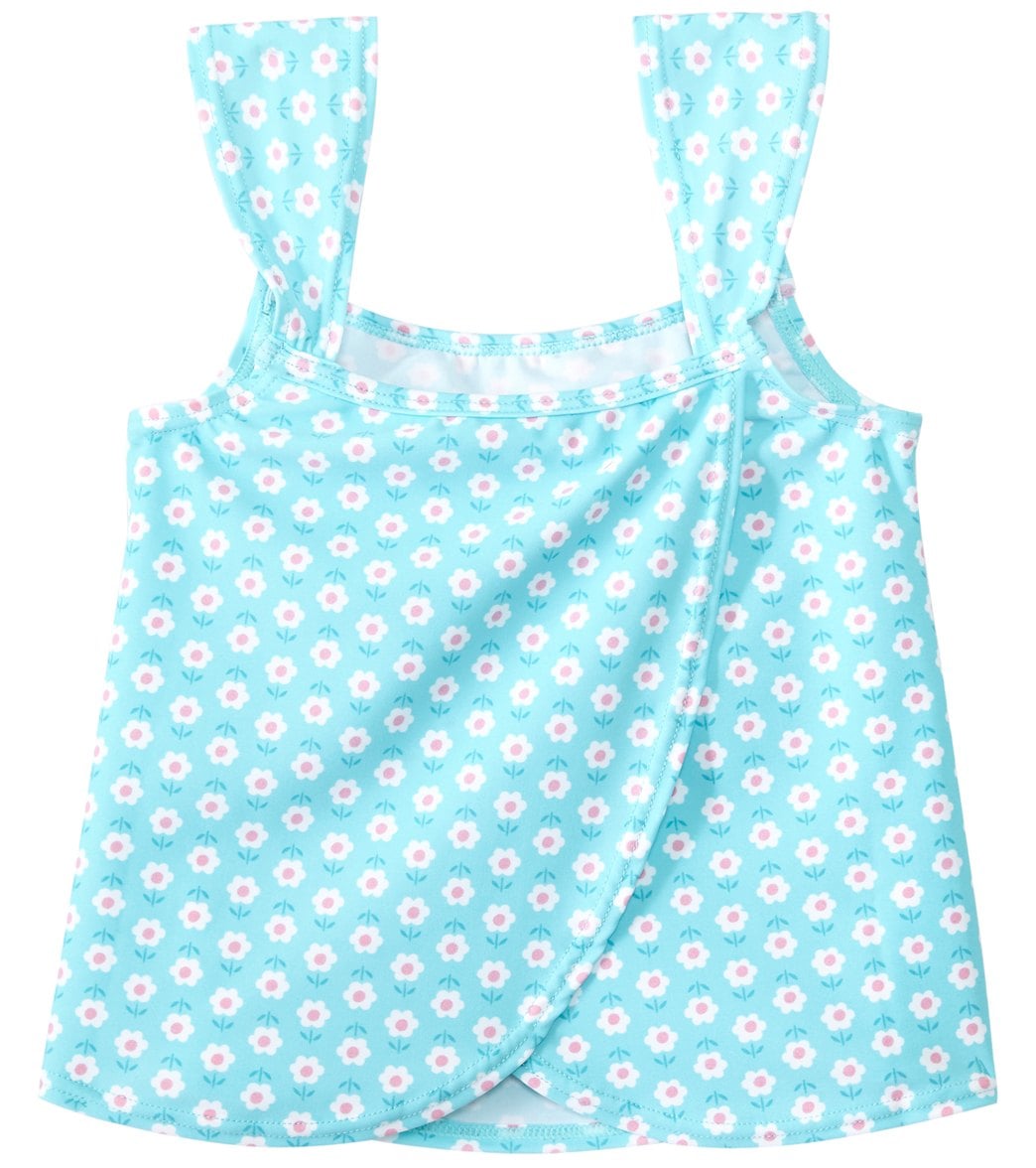 i play. by Green Sprouts Girls' Classic Ruffle Swimsuit Top (Baby, Toddler) Aqua Daisy