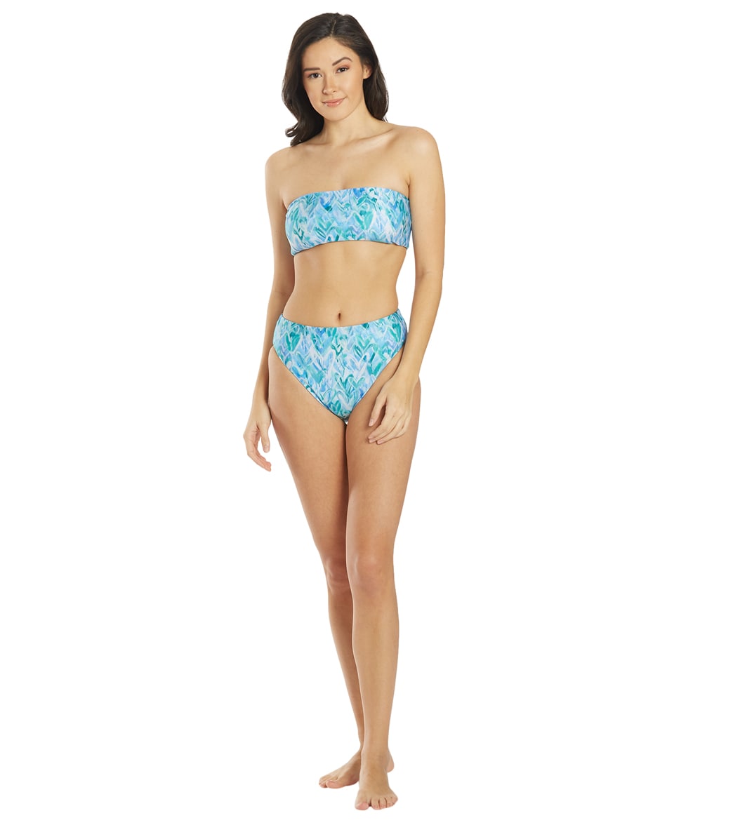 Splendid Women's Graffiti Reversible High Waist Bikini Bottom Blu