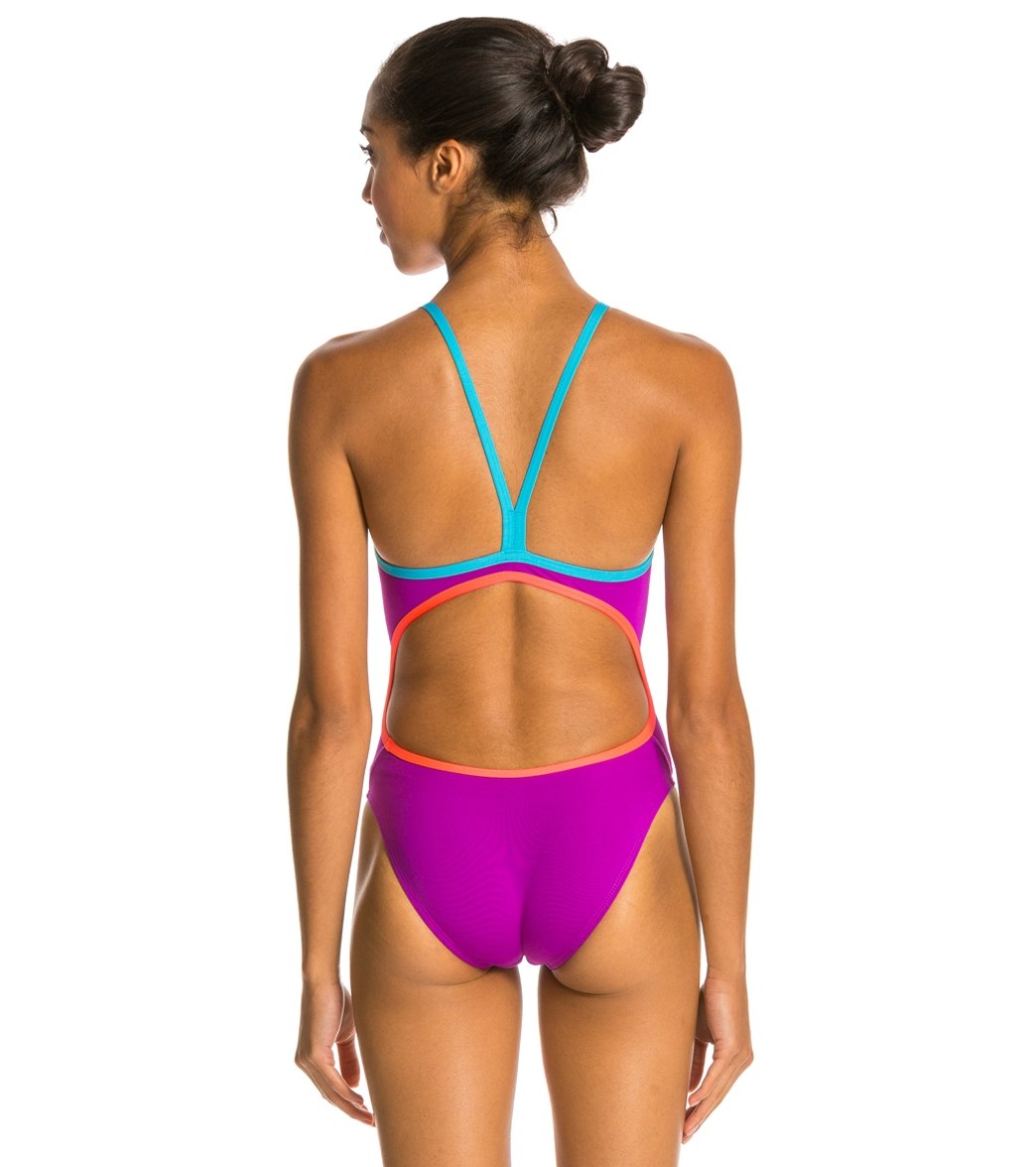 Dolfin Bellas Solids Butterfly Back One Piece Swimsuit Purple