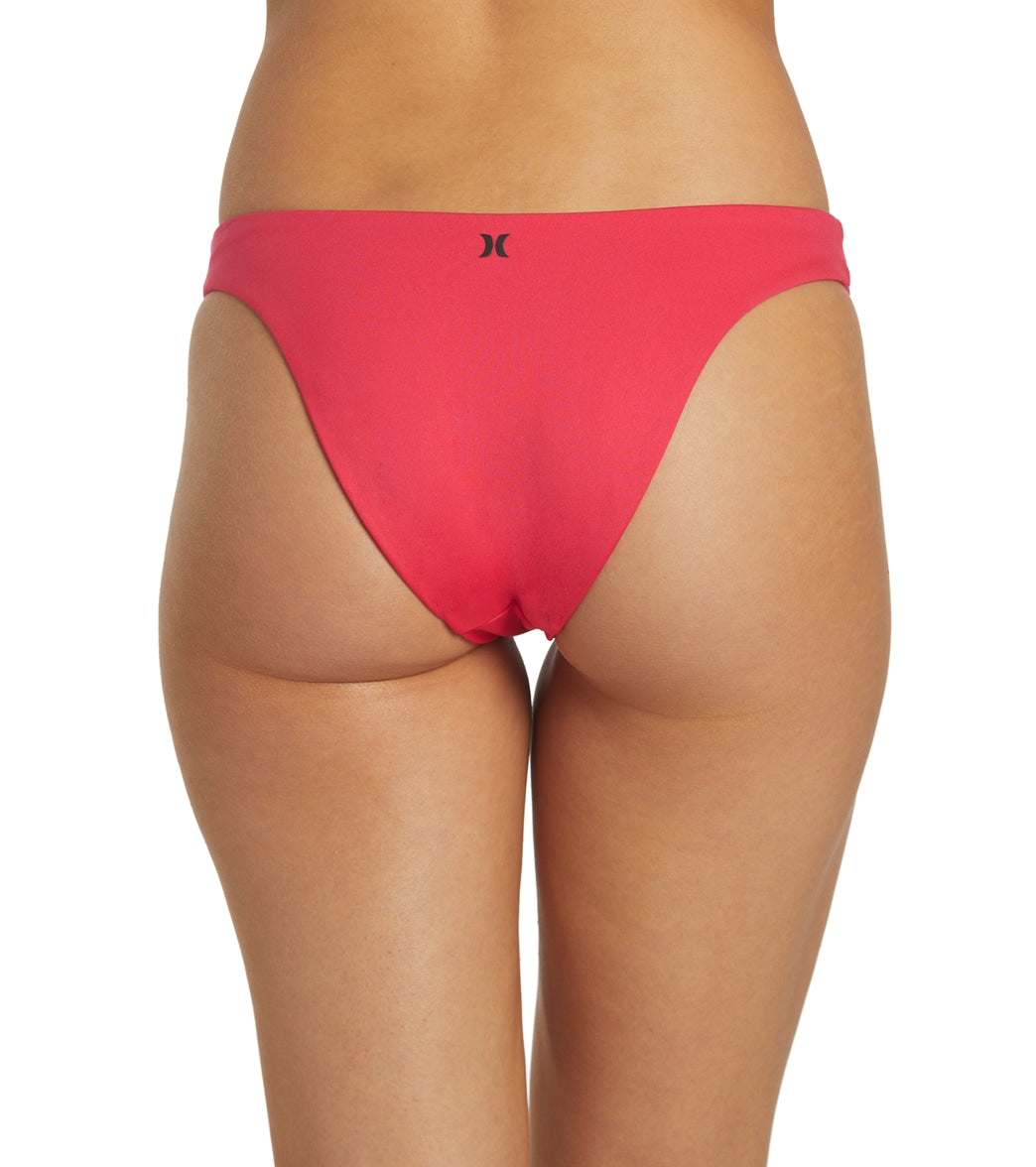 Hurley Women's Max Solid Cheeky French Bikini Bottom Candy Pop