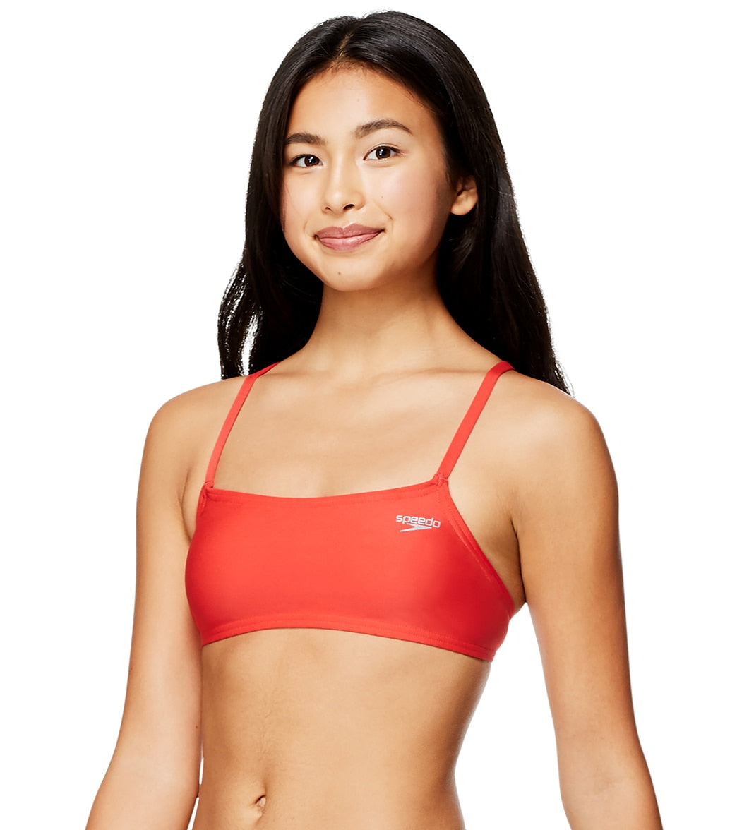 Speedo Women's Solid Strappy Fixed Back Bikini Top