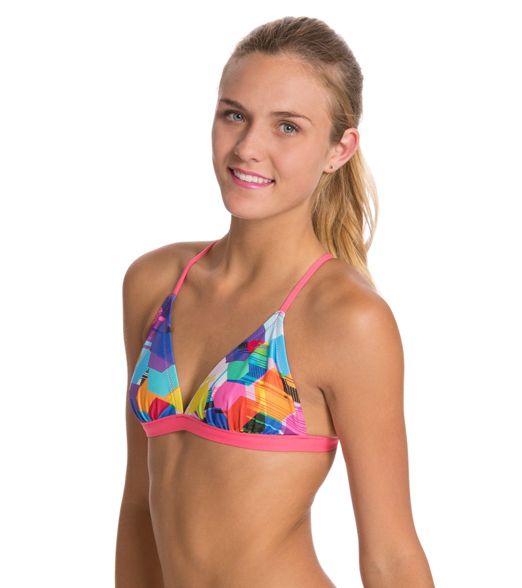 Speedo Poly Gone Tie Back Swimsuit Top Multi