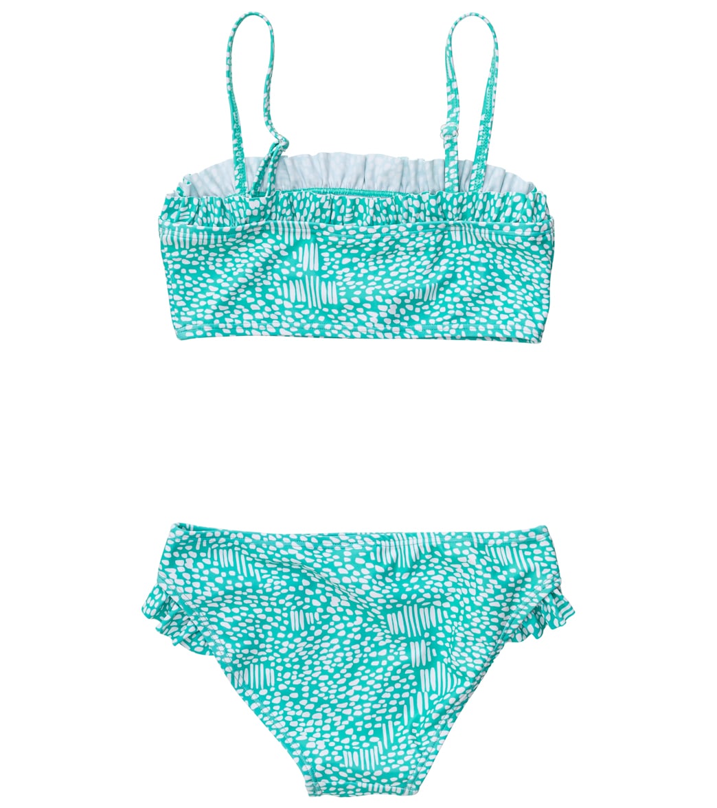 Snapper Rock Girls' Spearmint Spot Frilled Bandeau Bikini Set (Toddler, Little Kid, Big Kid)