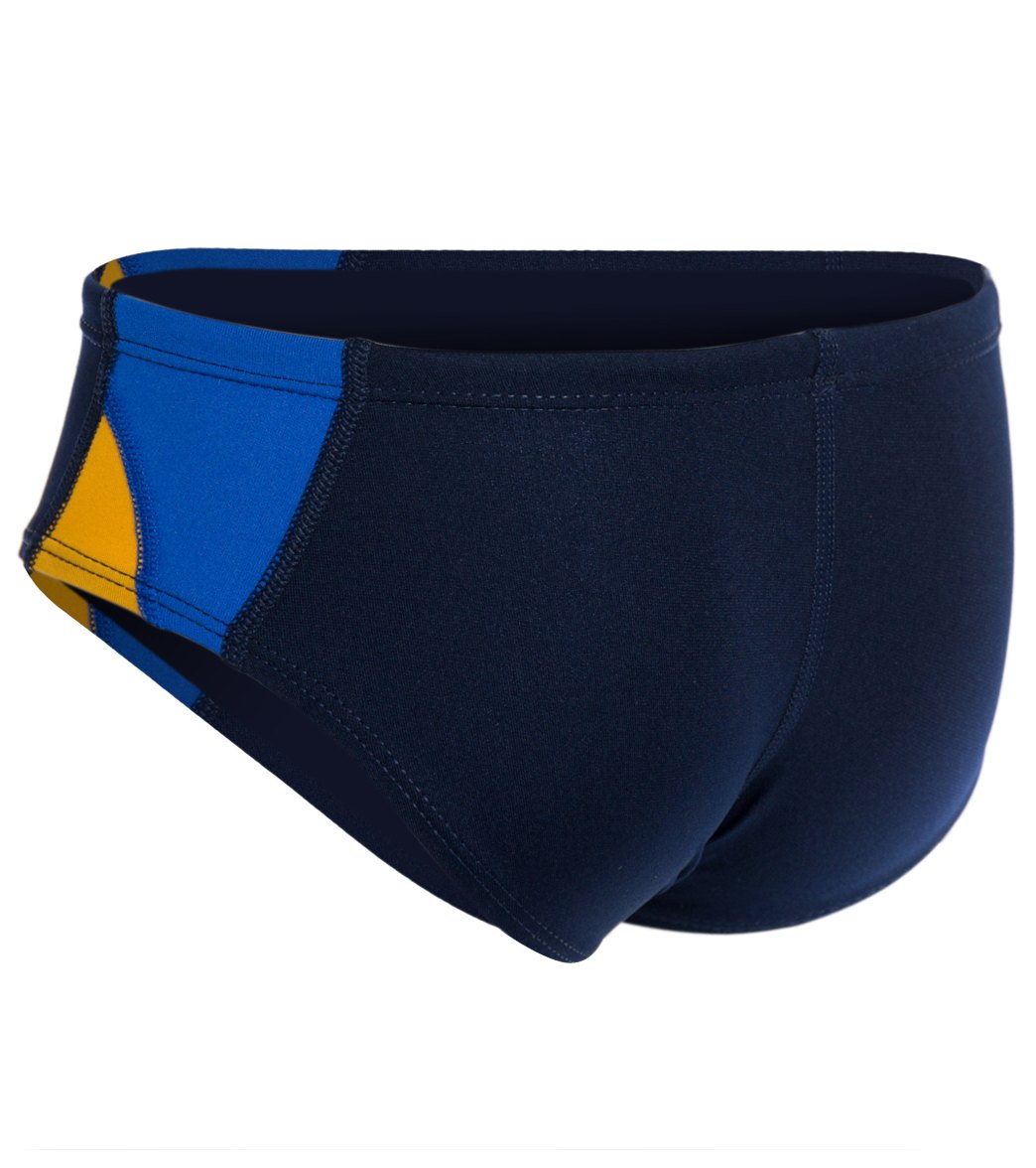 Dolfin Chloroban Color Block Youth Racer Brief Swimsuit Navy/Blue/Gold